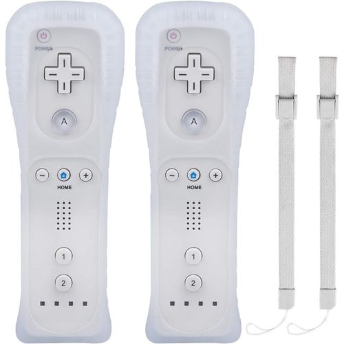 2 Manettes Wii Gauche Télécommande Jeu Wii Manette Avec Manchon En Silicone, Sans Motion Plus