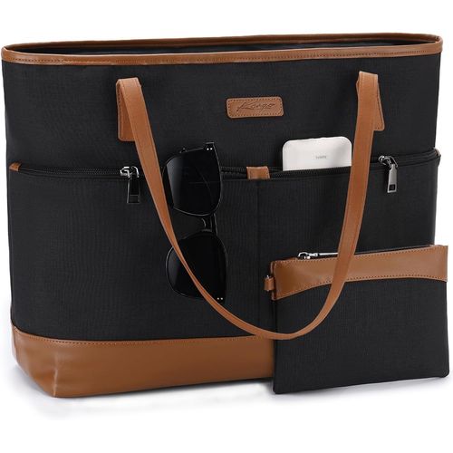 Sac Cabas Femme, Grand 15,6 Pouces Sac Ordinateur Femme Poches Multiples Imperméable Set De Sac Fourre Tout Sac De Cours Lycee Avec Pochette Pour Travail Affaire Voyage