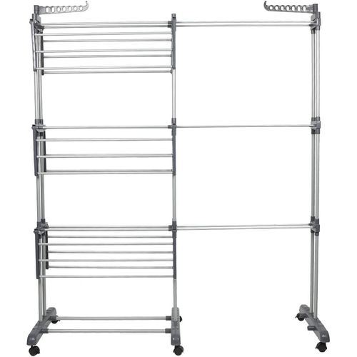Etendoir Linge,3 Niveaux Sechoir A Linge Pliable Avec Roues,Etandoire À Linge Intérieur Pliant,Pliable Et Portable