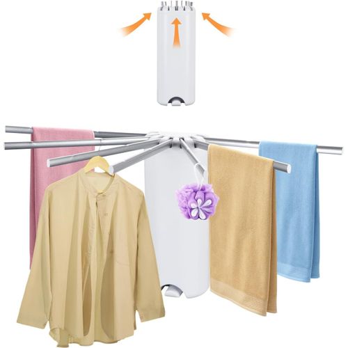 Séchoir À Linge,Séchoir Mural Pliant,Support De Séchage Pratique,Séchoir D'Intérieur,Étendoir Mural,7 Perches Pliantes,Facile À Démonter,Peu Encombrant,Expansion 74.1 * 35Cm