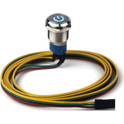 Pc Commutateur De Réinitialisation De L'Ordinateur Câble Du Bouton D'Alimentation De L'Ordinateur Kit De Fil De Câble Led Assembler Pour L'Ordinateur(Bleu/16Mm/100Cm)
