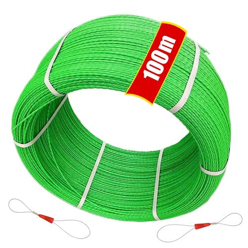 Aiguille Electricien, 100M 4,5Mm Tire Fils Electrique Tire Cable Electrique Tire Fils Electricien Aiguille Baguette Tire Fil Electricien Avec 2 Ressorts De Guidage, Vert