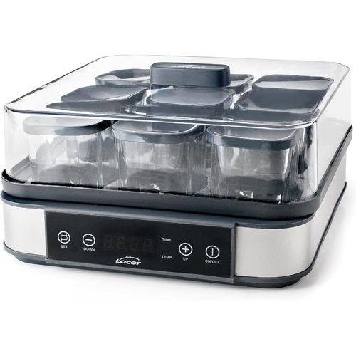 - 69439 - Yaourtière En Verre Deva, 9 Bocaux En Verre Inclus, Température Réglable, Minuterie, Arrêt Automatique, Livre De Recettes Inclus, 100% Sans Bpa, 170Ml X 9
