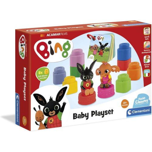 - 17693 - Jeu De Jeux Bing Avec Briques Clemmy - Briques Souples - Personnages Bing Et Livre - Ensemble De Construction Souple Pour Enfants 18 Mois - Fabriqué En Italie