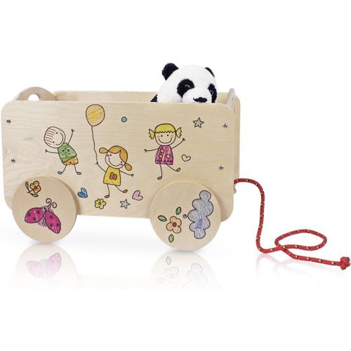 - Enfants Joyeux, Chariot En Bois À Tirer, Porte-Jouets À Roues Pour Enfants De 2 3 4 Ans, Méthode Montessori Jeux Éducatifs Et Amusants