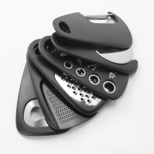 Lot De 6 Ustensiles De Cuisine Portables En Acier Inoxydable - Gadgets De Camping - Roulette À Pizza - Éplucheur De Fruits - Éplucheur Vanille - Décapsuleur - Moulin Et Hachoir - Peu Encombrant