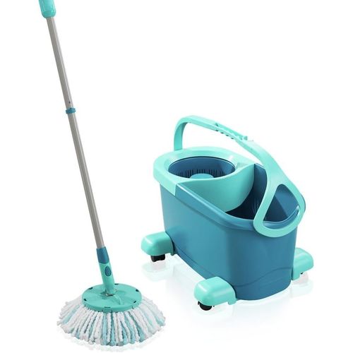 Clean Twist Disc Mop Ergo Mobile Kit Complet Balai, Serpillière Et Seau Essoreur Avec Roulettes, Ensemble Balai Serpillère En Microfibre Avec Manche Télescopique, Essorage Sans Effort