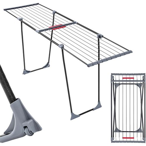 Étendoir A Linge 20 Metres, Support De Sechage Sur Pieds, Sechoir Pliable Pour Maximiser L'Espace De Sechage, Etendoir Telescopique (Noir)