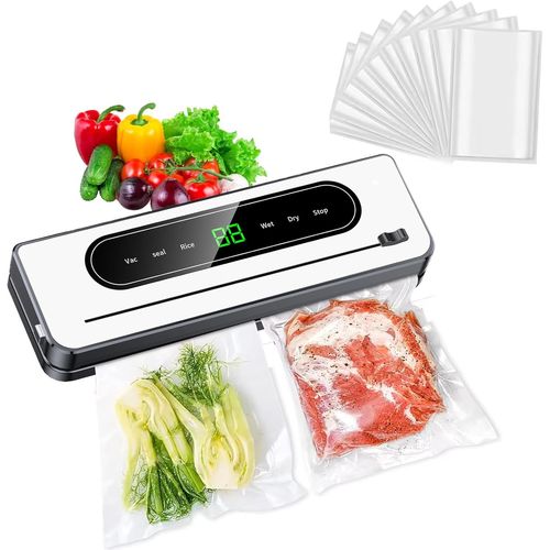 Machine Sous Vide, Machine Sous Vide Pour Aliments Secs Et Humides,Appareil Avec Couteau De Coupe, Sacs Sous Vide Inclus, Comprend 10 Sac Sous Vide Alimentaire