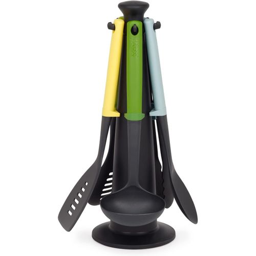 Duo Ensemble D'ustensiles De Cuisine 5 Pièces Avec Support De Rangement, Poignées En Silicone Et Résistant À La Chaleur, Opale