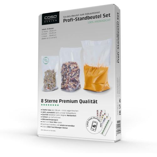 Lot De 25 Sacs Sous Vide Professionnels Avec Fond De Support, Idéal Pour La Mise Sous Vide De Liquides Et Aliments Volumineux, 3 Tailles Différentes, Env. 150 µm, Sans Bpa
