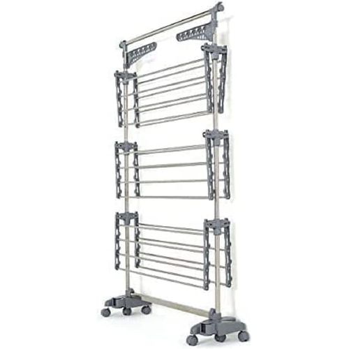 Séchoir À Linge Étendoir Multifonction 25M Extra Avec 30 Accessoires 3 Niveaux Gris Et Inox
