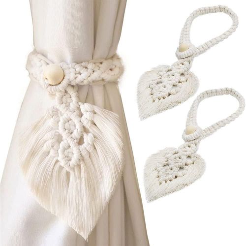 2 Pièces Embrasses De Rideau, Attache De Rideau, Corde De Rideau, Boucle De Rideau De Lanière De Feuille, Pour Décoration De Rideau, Beige