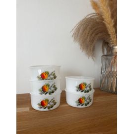 Vintage Lot De 5 Ramequins Arcopal Fruits Du Verger