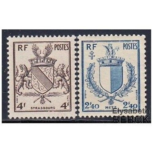 Armoiries Libération De Metz Et Strasbourg La Paire Année 1945 N° 734 735 Yvert Et Tellier Luxe