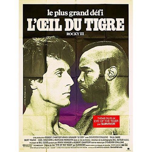 *** L'oeil Du Tigre Rocky Iii De Et Avec Sylvester Stallone - 1983 - Sylvester Stallone - Talia Shire - Affiche De Cinéma Originale - 120 X 160 (Affichée) - Bon Etat ***