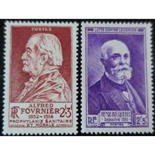 Alfred Fournier Et Henri Becquerel La Paire Au Profit De La Propagande Sanitaire Année 1946 N° 748 749 Yvert Et Tellier Luxe