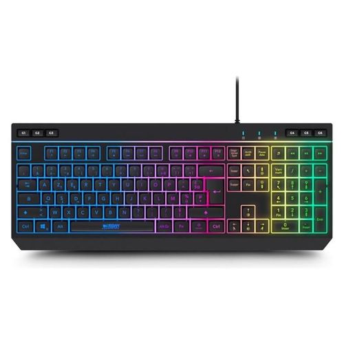 Urban Factory Kabee Pro - Clavier - filaire, 6 touches macro et 19 touches anti-fantôme - full size - backlit - USB - AZERTY - Français - noir