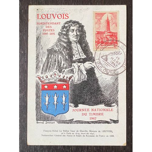 Carte Premier Jour Fdc Journée Du Timbre 1947 Louvois