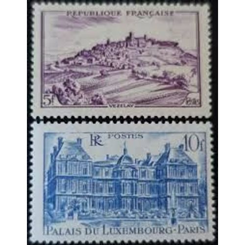 Monuments Et Sites : Vezelay Et Palais De Luwembourg La Paire Année 1946 N° 759 760 Yvert Et Tellier Luxe