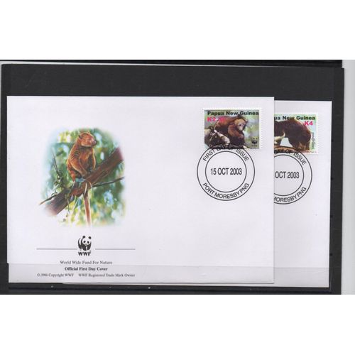 Papouasie - Nouvelle Guinée Timbres Kangourous 2003 4 Fdc