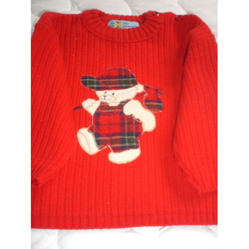 Pull Enfant Ourson Rouge 2 Ans
