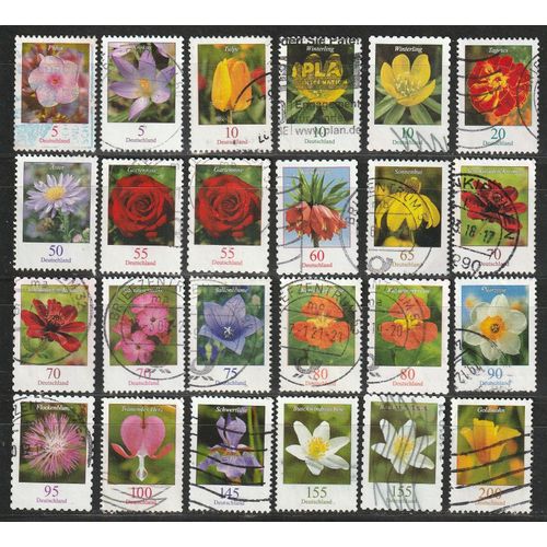 Lot De 24 Timbres Oblitérés Allemagne, Fleurs.