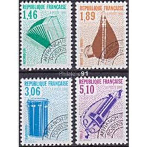 Les Instruments De Musique (2) Série Complète Année 1990 Timbres Préoblitérés N° 206 207 208 209 Yvert Et Tellier Luxe
