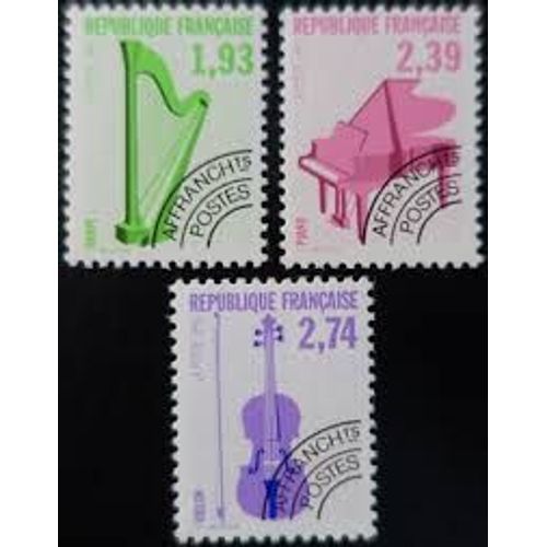 Les Instruments De Musique (2) Série Complète Année 1990 Timbres Préoblitérés N° 210 211 212 Yvert Et Tellier Luxe