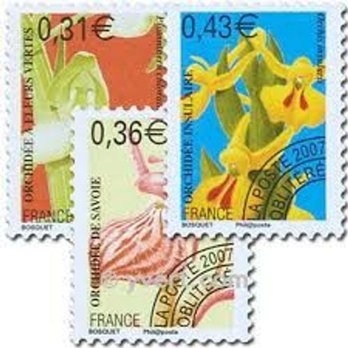 Orchidées (5) Série Complète Année 2007 Timbres Préoblitérés N° 250 251 252 Yvert Et Tellier Luxe
