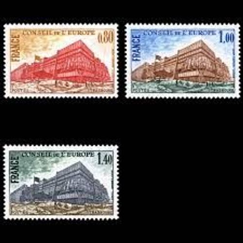 Conseil De L'europe Strasbourg Bâtiment Du Conseil Série Complète Année 1977 Timbres De Service N° 53 54 55 Yvert Et Tellier Luxe