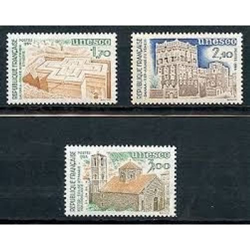 Unesco : Patrimoine Universel Sites À Protéger La Paire Année 1984 Timbres De Service N° 79 80 81 Yvert Et Tellier Luxe