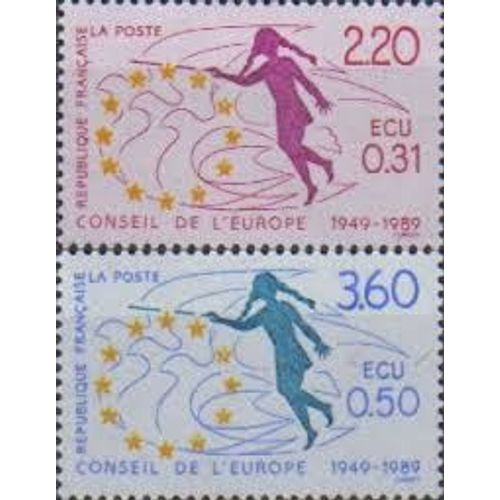 40ème Anniversaire Du Conseil De L'europe Valeur En Francs Et Écus La Paire Année 1989 Timbres De Service N° 100 101 Yvert Et Tellier Luxe