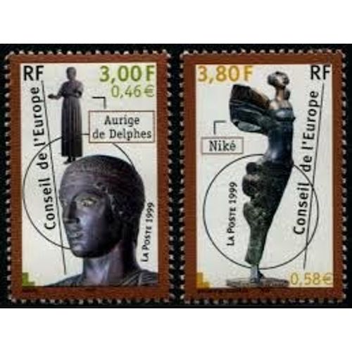 Conseil De L’Europe : L'aurige Delphès Et Niké-Victoire La Paire Année 1999 Timbres De Service N° 120 121 Yvert Et Tellier Luxe