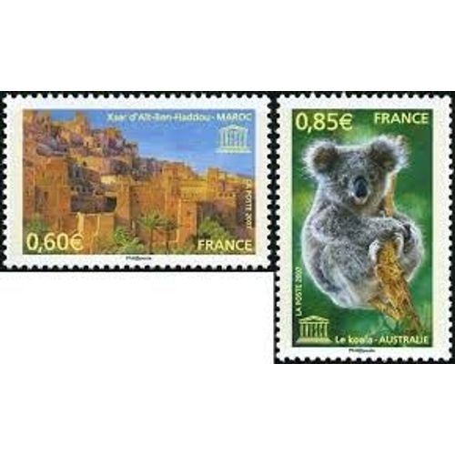 Unesco : Patrimoine Universel Sites Classés À Protéger La Paire Année 2007 Timbres De Service N° 138 139 Yvert Et Tellier Luxe