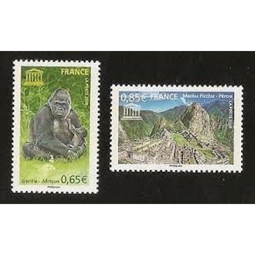 Unesco : Patrimoine Universel Sites Classés À Protéger Année 2008 Timbres De Service N° 140 141 Yvert Et Tellier Luxe