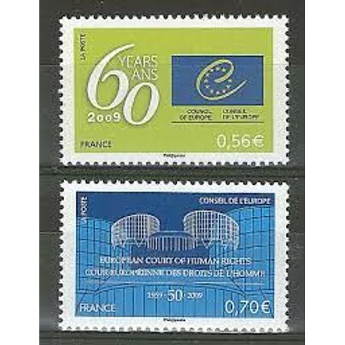 Conseil De L'europe : Allégorie Et Bâtiment La Paire Année 2009 Timbres De Service N° 142 143 Yvert Et Tellier Luxe