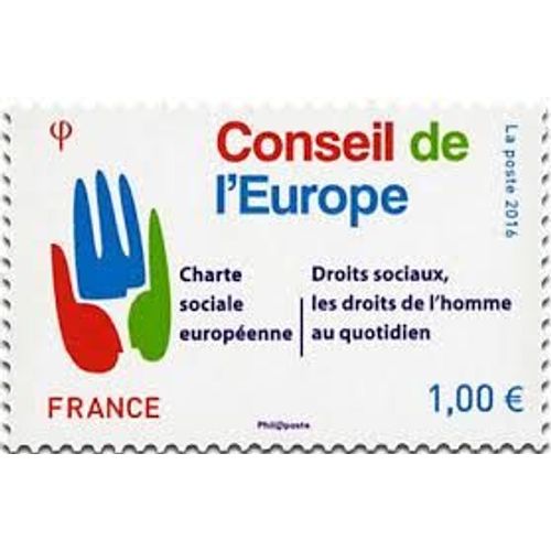 Conseil De L’Europe Logo De La Charte Sociale Européenne Année 2016 Timbre De Service N° 168 Yvert Et Tellier Luxe
