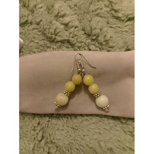 Boucles D'oreilles En Jades Vertes Claires Et Argent Tibétain