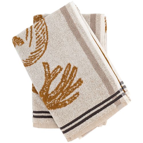 Lot De 2 Torchons De Cuisine Éponge Veg 50x50 Cm Jaune Moutarde