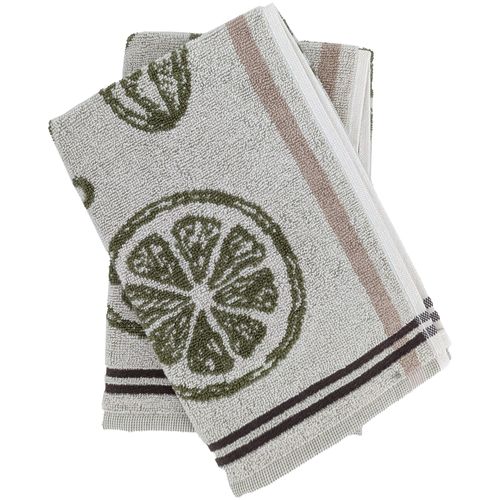 Lot De 2 Torchons De Cuisine Éponge Veg 50x50 Cm Vert Olive