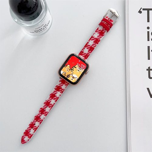 Applicable Au Bracelet De Montre Apple Apple Watch 8 Ultra Bracelet De Montre Iwatch 7 Cuir Véritable Se Automne Et Hiver Peluche Femme-Couleur N° 10-45 Mm (Iwatch 7/8)