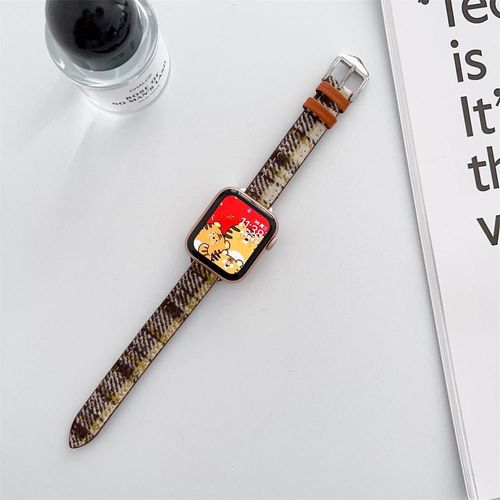 Applicable Au Bracelet De Montre Apple Apple Watch 8 Ultra Bracelet De Montre Iwatch 7 Cuir Véritable Se Automne Et Hiver Peluche Femme-Couleur 8-41 Mm (Iwatch 7/8)