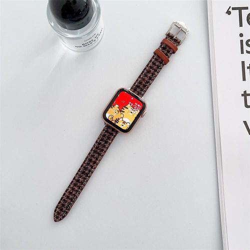 Applicable Au Bracelet De Montre Apple Apple Watch 8 Ultra Bracelet De Montre Iwatch 7 Cuir Véritable Se Automne Et Hiver Peluche Femme-Couleur 7-41 Mm (Iwatch 7/8)