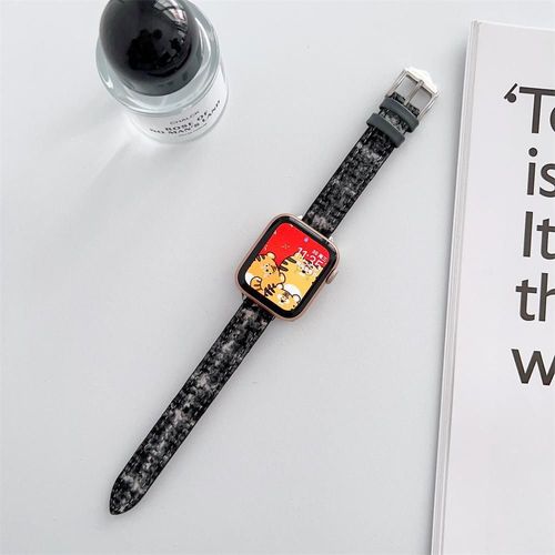 Applicable Au Bracelet De Montre Apple Apple Watch 8 Ultra Bracelet De Montre Iwatch 7 Cuir Véritable Se Automne Et Hiver Peluche Femme-Couleur 2-42 Mm (Iwatch123)