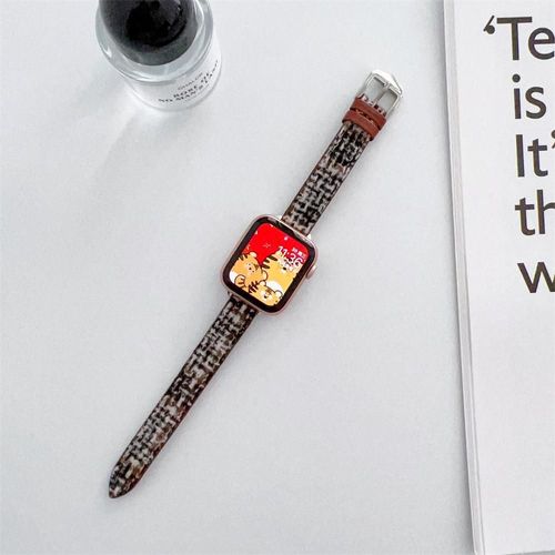 Applicable Au Bracelet De Montre Apple Apple Watch 8 Ultra Bracelet De Montre Iwatch 7 Cuir Véritable Se Automne Et Hiver Peluche Femme-Couleur 4-45 Mm (Iwatch 7/8)