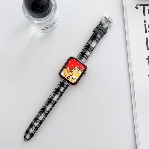 Applicable Au Bracelet De Montre Apple Apple Watch 8 Ultra Bracelet De Montre Iwatch 7 Cuir Véritable Se Automne Et Hiver Peluche Femme-Couleur 6-41 Mm (Iwatch 7/8)