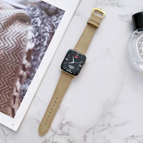 Bracelet Apple Watch 41 Mm En Cuir, Compatible Avec Apple Watch Se, Style Rétro Haut De Gamme, Automne Et Hiver, S87654, Créatif-[Marron] Bracelet En Cuir Velours - [45 Mm]