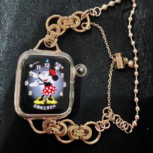 Applicable Au Bracelet Apple Watch De Haute Qualité, Petit Parfum, Style Couleur Assortie, Chaîne Iwatch876se Génération Ultra Niche Femme-Or Rose. -38 Mm/40 Mm/41 Mm