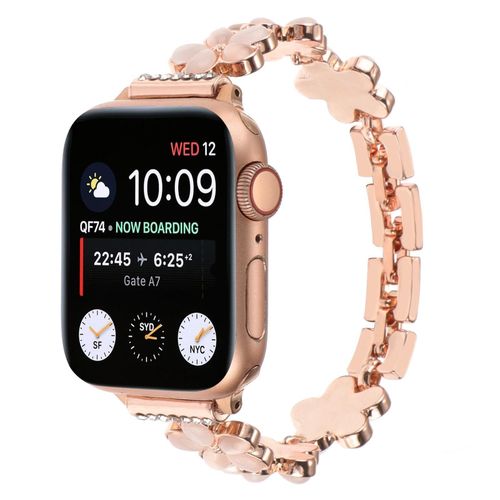 Nouvelle Chaîne En Alliage De Zinc À Cinq Pétales, Très Populaire, Adaptée Aux Bracelets Apple Watch 7 Et Apple S8 S654se-Or Rose - 38 Mm/40 Mm/41 Mm
